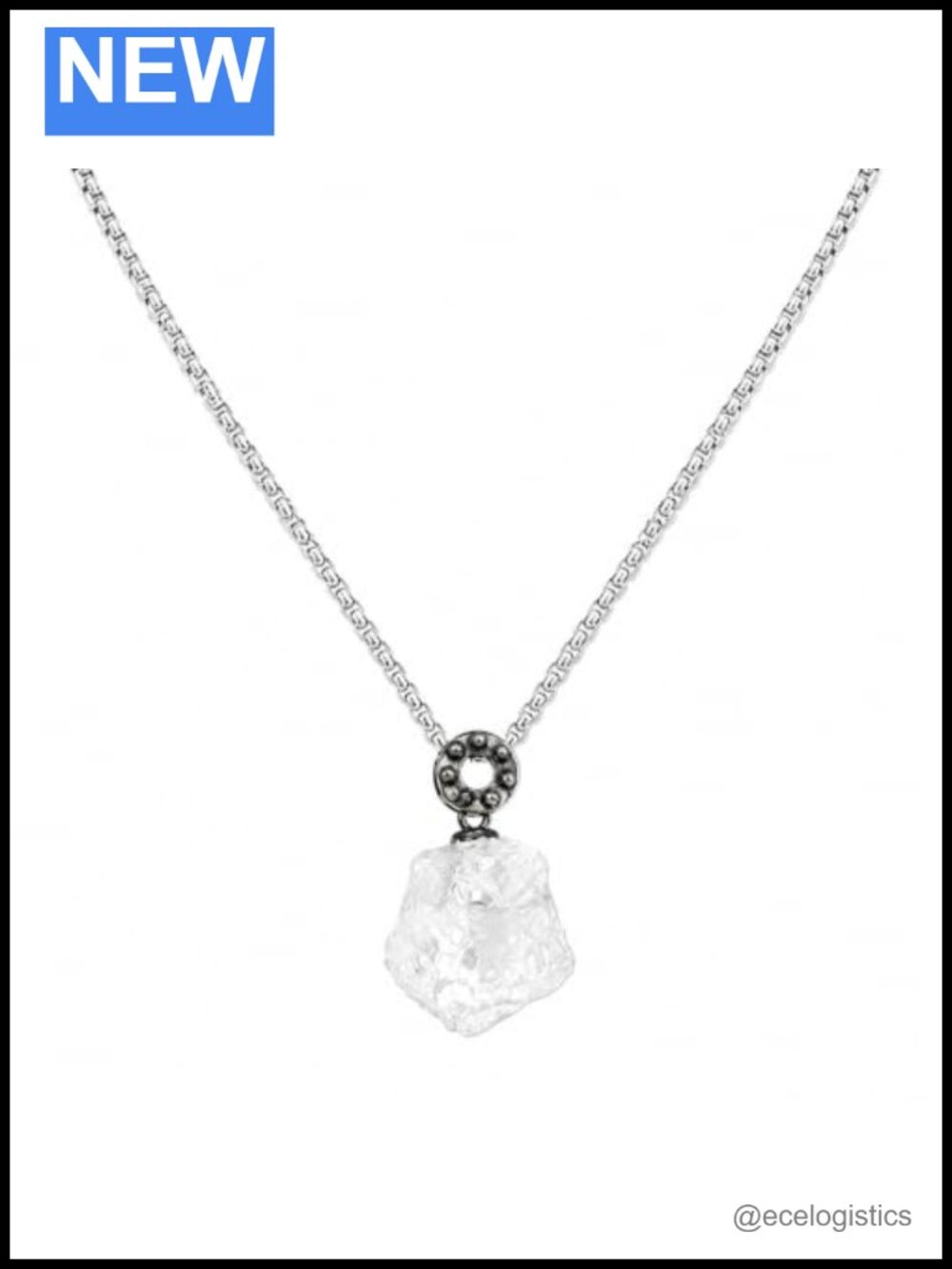 Clear Quartz Crystal Necklace 925 Sterling Silver Punk Gothic Healing Crystal